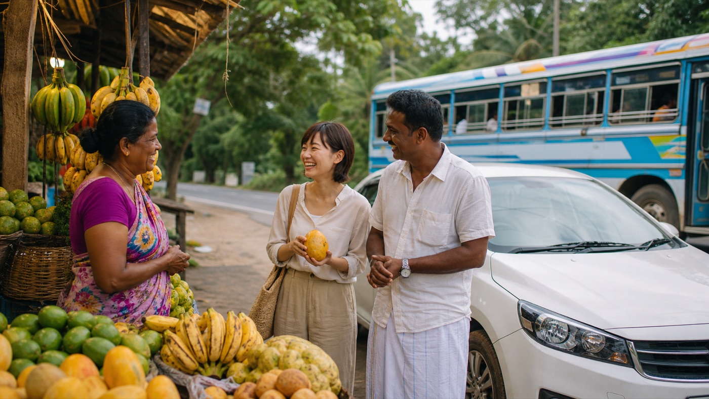 スリランカの移動手段を選ぶ個人旅行者
